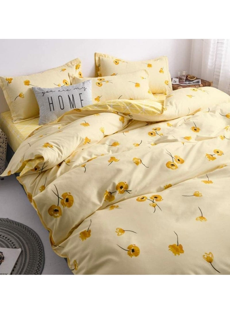 عام طقم غطاء لحاف مكون من 4 قطع، طقم سرير من البوليستر الناعم، طقم لحاف كرتوني بدون قلب، طقم لحاف كرتوني مع غطاء لحاف واحد وشرشف واحد و2 غطاء وسادة - Image 3