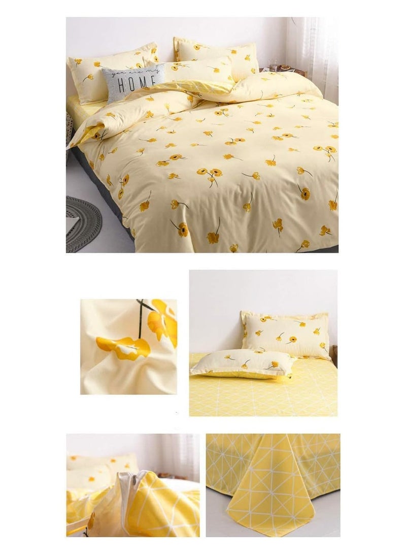 عام طقم غطاء لحاف مكون من 4 قطع، طقم سرير من البوليستر الناعم، طقم لحاف كرتوني بدون قلب، طقم لحاف كرتوني مع غطاء لحاف واحد وشرشف واحد و2 غطاء وسادة - Image 5