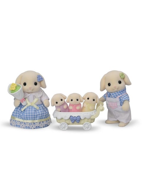 Calico Critters Flora Rabbit Family - Set of 5 Collectible Doll Figures for Children Ages 3+