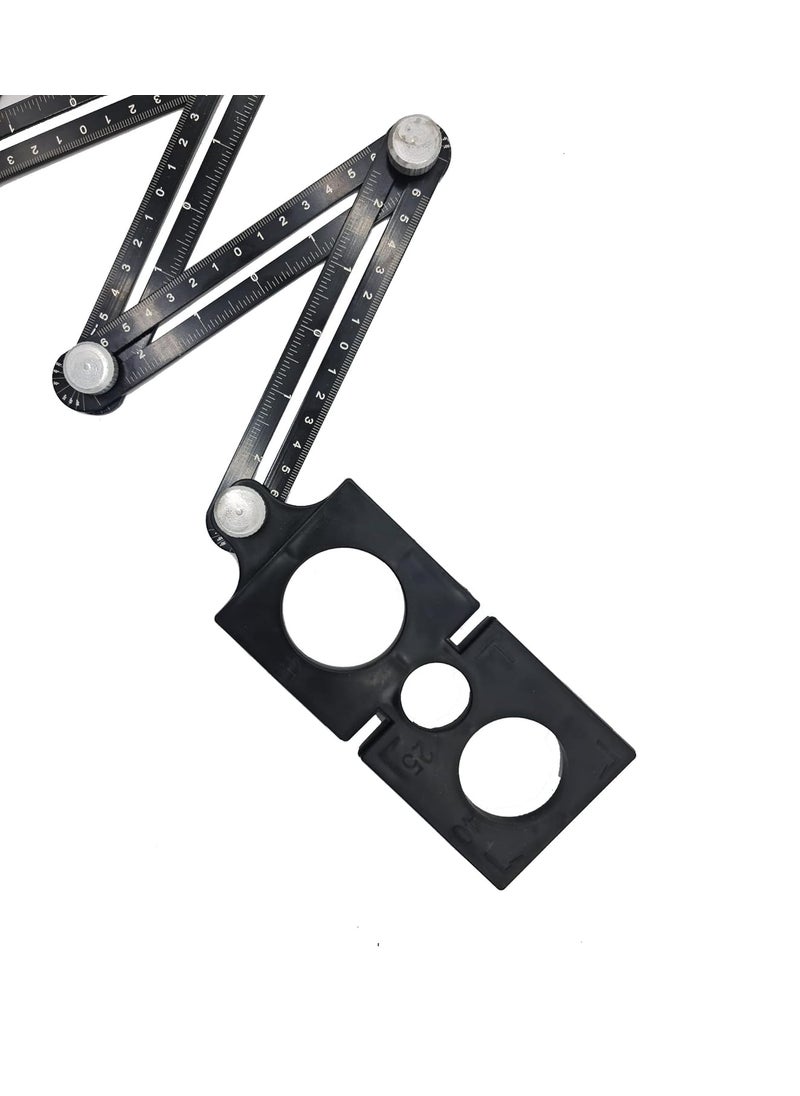 ANYM - ANYM Aluminum MultiFunction Template Tool for Measuring Layout and Angle Finder Adjustable 6 Folding Ruler Ceramic Tile Hole Locator - Image 1