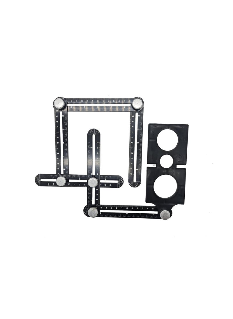 ANYM - ANYM Aluminum MultiFunction Template Tool for Measuring Layout and Angle Finder Adjustable 6 Folding Ruler Ceramic Tile Hole Locator - Image 1