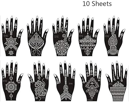 Xmasir Set of 30 Sheets Indian Arabic Tattoo Stencil Temporary Tattoo Template Kit Flower Stencils for Women Girls Only TemplatesNo Tattoo Ink - Image 3