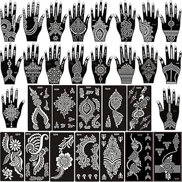 Xmasir Set of 30 Sheets Indian Arabic Tattoo Stencil Temporary Tattoo Template Kit Flower Stencils for Women Girls Only TemplatesNo Tattoo Ink - Image 1