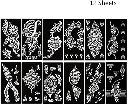 Xmasir Set of 30 Sheets Indian Arabic Tattoo Stencil Temporary Tattoo Template Kit Flower Stencils for Women Girls Only TemplatesNo Tattoo Ink - Image 5