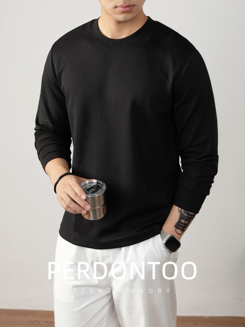 Cloudtouch ™ Modal Cloud-Feel Cotton Long-Sleeve T-Shirt for Men, Autumn and Winter High-End Base Layer Shirt, Pure White. - Image 2
