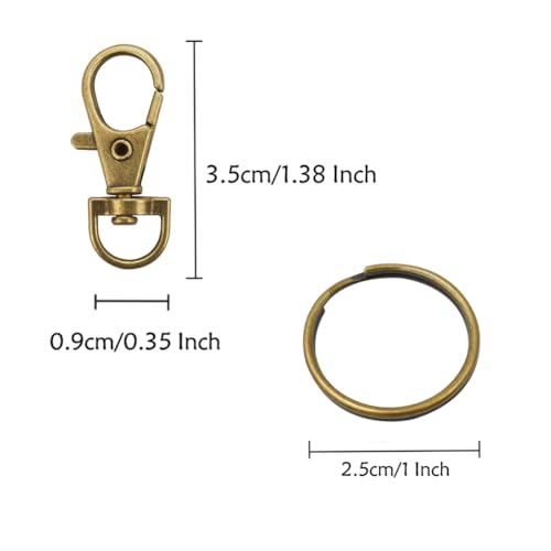 PEOUWNES 60 Pcs Premium Bronze Swivel Clasps Lanyard Snap Hooks with Key Rings, Key Chain Clip Hooks Lobster Claw Clasps for Keychain Clip Lanyard, Jewelry Making, DIY Crafts - Image 4