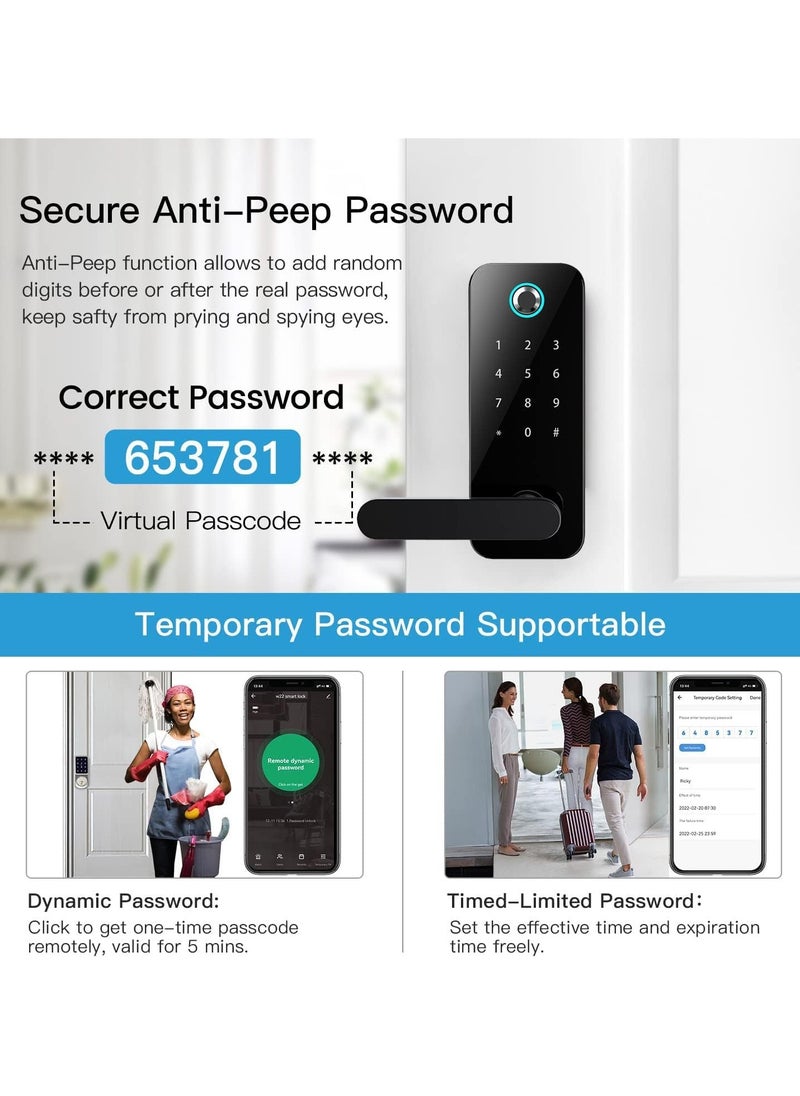 Nomeregan - Smart Lock Keyless Front Door Lock Bluetooth Fingerprint Entry Smart Locks, App Control for Rental, Deadbolt Lock with Alexa Code Fob for Home - Image 1