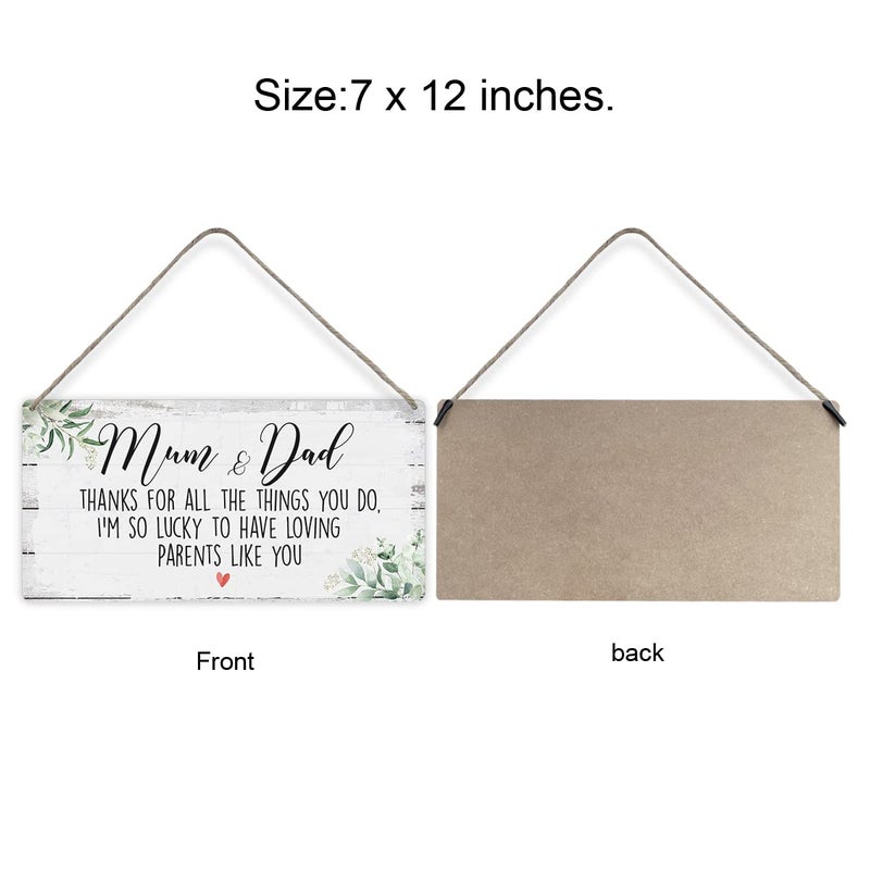 MIGUMUTU Mum and Dad Thanks for All the Things You Do Sayings Home Wall Decor Wooden Signs Rustic Hanging Wall Plaque Sign Parents Present - Image 1