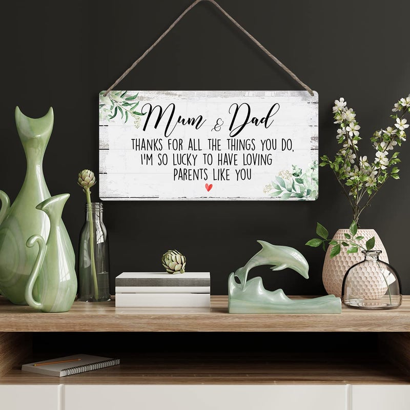 MIGUMUTU Mum and Dad Thanks for All the Things You Do Sayings Home Wall Decor Wooden Signs Rustic Hanging Wall Plaque Sign Parents Present - Image 3