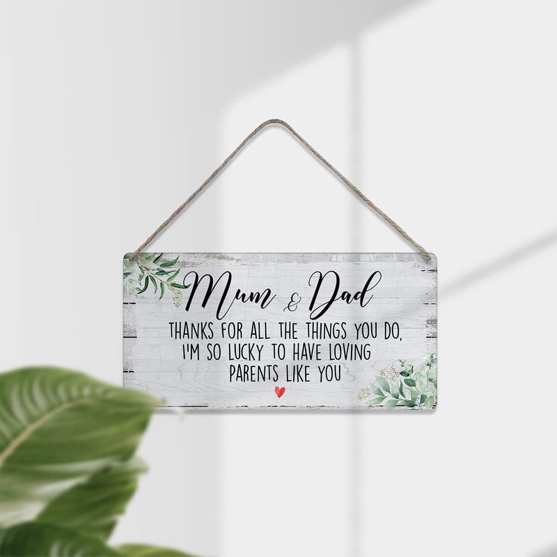 MIGUMUTU Mum and Dad Thanks for All the Things You Do Sayings Home Wall Decor Wooden Signs Rustic Hanging Wall Plaque Sign Parents Present - Image 2