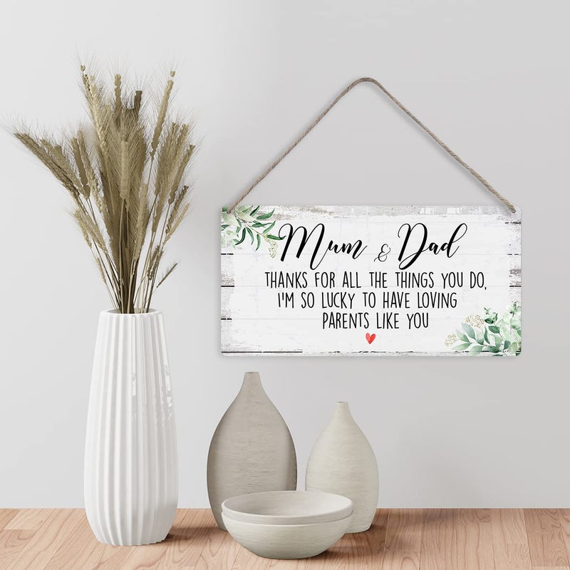 MIGUMUTU Mum and Dad Thanks for All the Things You Do Sayings Home Wall Decor Wooden Signs Rustic Hanging Wall Plaque Sign Parents Present - Image 4