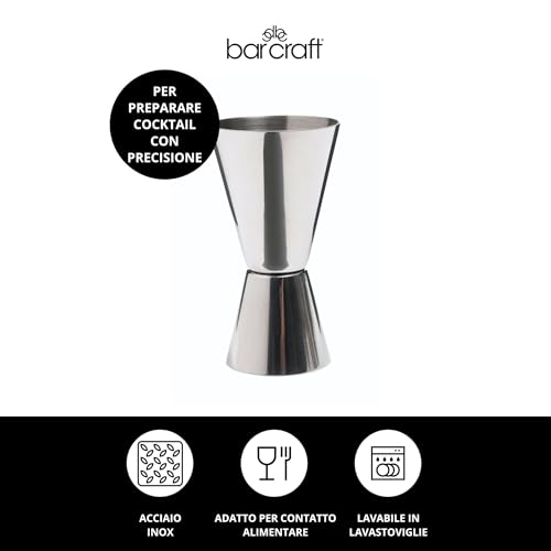 BarCraft Cocktail Jigger Double Glass for Measuring Spirits, Stainless Steel, 25 ml/50 ml - Image 2