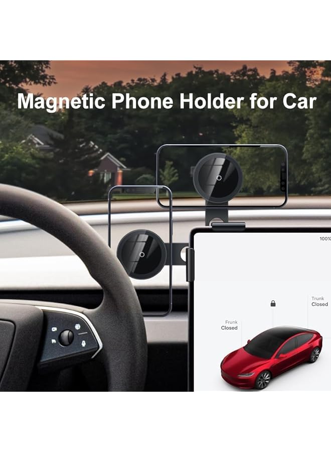 Green Tiger Magnetic Tesla Phone Mount, Car Central Control Screen Hanging Bracket Suitable, for Tesla Model S/3/X/Y Magnetic Adsorption Phone Holder, Compatible with iPhone, Samsung and Other Phones - Image 2