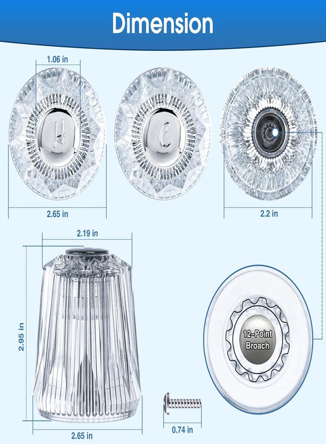Enhon Shower Faucet Handle Replacement, Compatible with Price Pfister Contessa and Windsor Tub and Shower Faucets, Hot and Cold Knob Replacement, Clear Acrylic (2 Piece) - Image 2