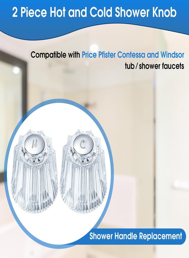 Enhon Shower Faucet Handle Replacement, Compatible with Price Pfister Contessa and Windsor Tub and Shower Faucets, Hot and Cold Knob Replacement, Clear Acrylic (2 Piece) - Image 3