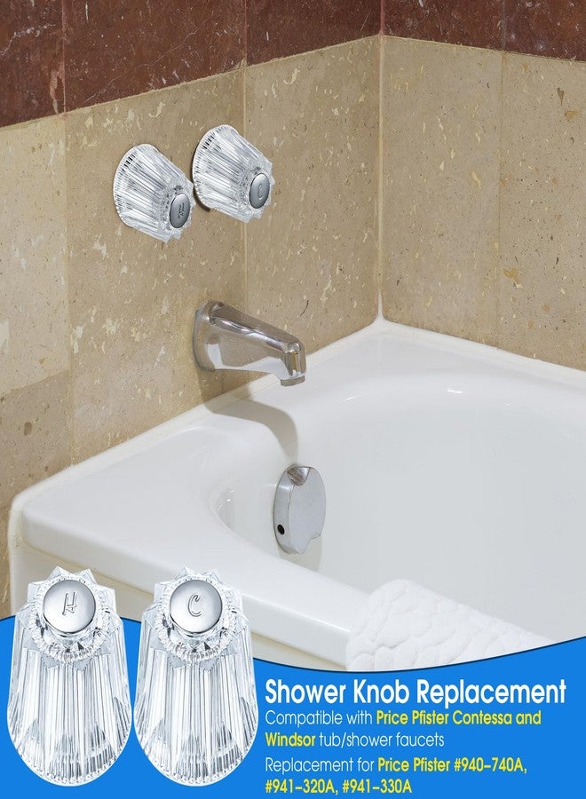 Enhon Shower Faucet Handle Replacement, Compatible with Price Pfister Contessa and Windsor Tub and Shower Faucets, Hot and Cold Knob Replacement, Clear Acrylic (2 Piece) - Image 5