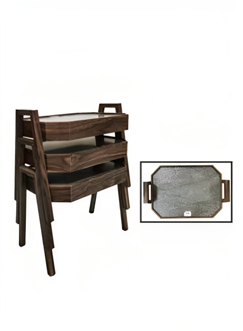 Generic Turkish Table Set With a Luxurious Design 3 Pieces Wooden 50*35*43cm  - Image 2