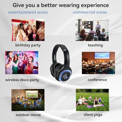 Retekess TA003 Silent Disco Headphone System, Silent Disco Party Headphones,3 Channels,LED Light,Wireless Stereo Headphones Bundle for Kids Party, Home Movies (10 Pack) - Image 5