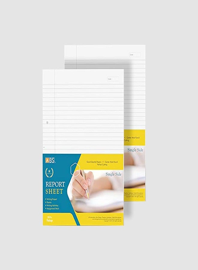 ABS A4 Project Paper Single Side Ruled Pack of 2 (200 Sheets) Premium White Writing Paper with 2 Hole Punch Ideal for School College Exams Assignments Office Notes and Reports - Image 1