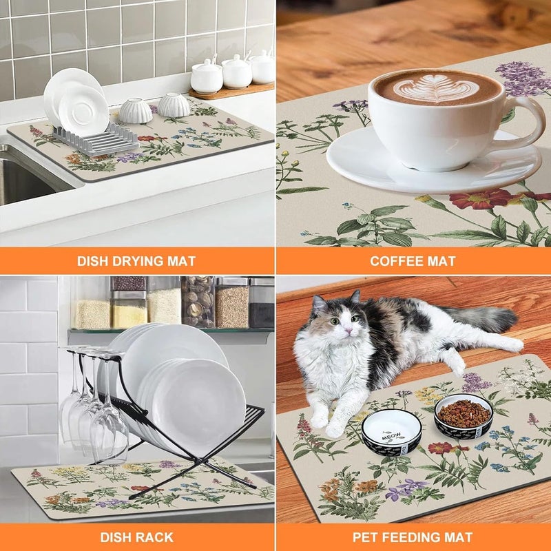 ALMEKAQUZ Dish Drying Mat for Kitchen Counter - 40x60 cm, Non-slip Rubber Backed, Anti Absorbent - Image 4