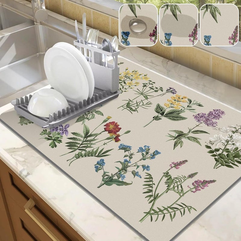 ALMEKAQUZ Dish Drying Mat for Kitchen Counter - 40x60 cm, Non-slip Rubber Backed, Anti Absorbent - Image 1