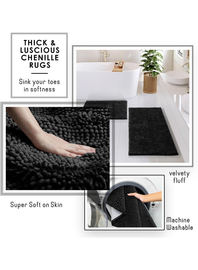 Bukela Bathroom Accessories Set,  Bathroom Set, Bathroom Sets with Shower Curtain and Rugs, Shower Curtain Set with Bathroom Trash Can - Black - 24PC - Image 5
