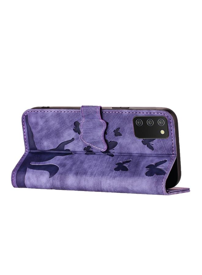 S-TOP Case For Samsung Galaxy A03s EU Butterfly Cat Embossing Flip Leather Phone Case - Image 5