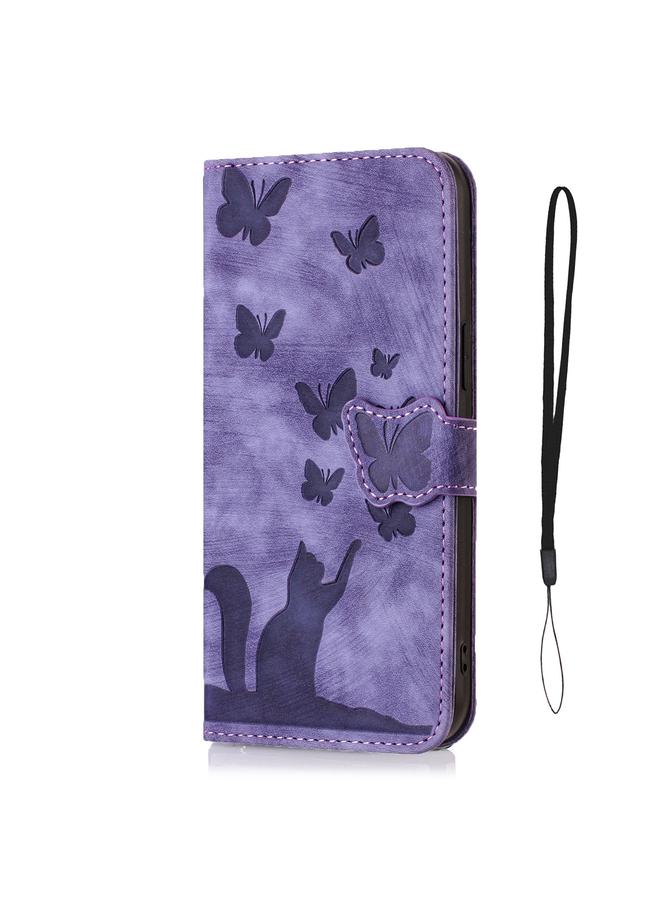 S-TOP Case For Samsung Galaxy A03s EU Butterfly Cat Embossing Flip Leather Phone Case - Image 2