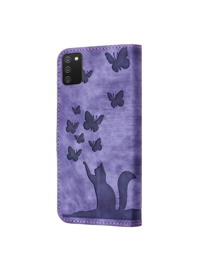 S-TOP Case For Samsung Galaxy A03s EU Butterfly Cat Embossing Flip Leather Phone Case - Image 3