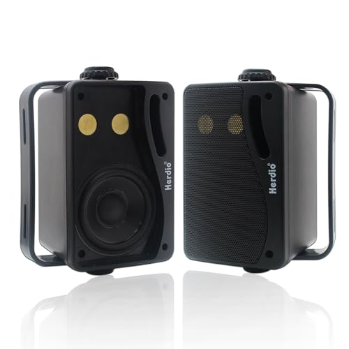 Herdio 3.5 Inch Passive Outdoor Speakers Wired Waterproof, 200W 3 Way Premium Mountable Wall Mount Speakers with Superior Sound, All-Weather Durability, for Patio Marine Boat Garage Indoor(Black Pair) - Image 1