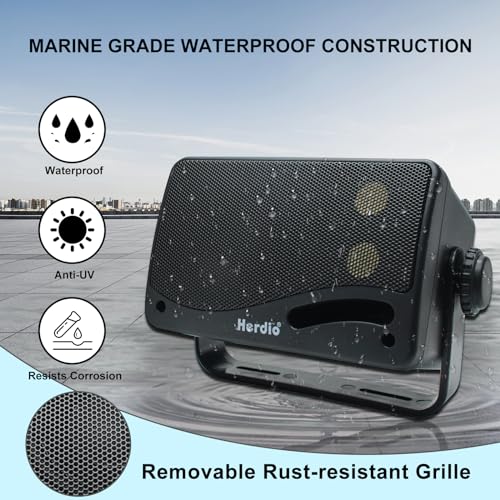 Herdio 3.5 Inch Passive Outdoor Speakers Wired Waterproof, 200W 3 Way Premium Mountable Wall Mount Speakers with Superior Sound, All-Weather Durability, for Patio Marine Boat Garage Indoor(Black Pair) - Image 3