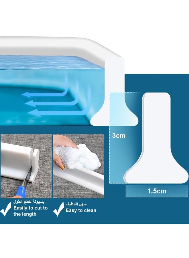 1M Shower Threshold Water Dam, Keep Water Inside with Shower Splash Guard Collapsible Shower Water Dam Shower Stopper Barrier and Retention System and Keeps Water Inside Threshold Dry and Wet Separation Suitable for Bathroom and Kitchen  - Image 2