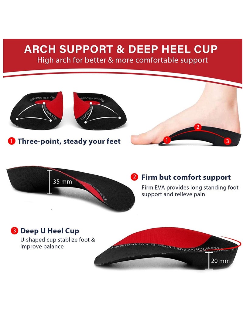 KASTWAVE Plantar Fasciitis Arch Support Insole For Men Women And Children 3/4 Length Orthopedic Insole For High Arch Flat Foot Hyperpronation Heel Pain Relief Heel Pad Size M6.5-8.5/W7.5- 9.5 - Image 3