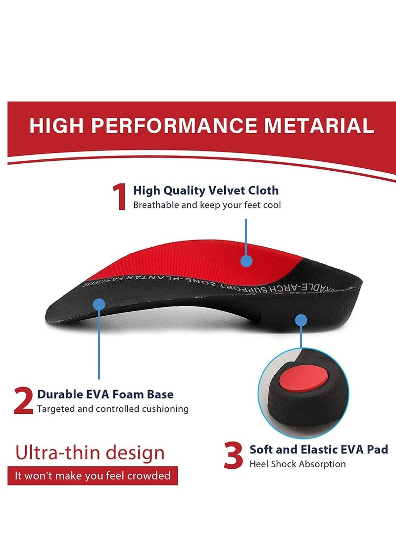 KASTWAVE Plantar Fasciitis Arch Support Insole For Men Women And Children 3/4 Length Orthopedic Insole For High Arch Flat Foot Hyperpronation Heel Pain Relief Heel Pad Size M6.5-8.5/W7.5- 9.5 - Image 2
