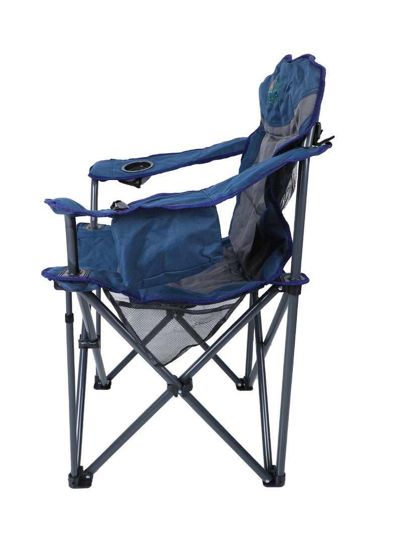 الغافة كرسي تخييم كبير الحجم قابل للطي , شديدة التحمل 500 باوند، كرسي للتخييم , للرحلات والنزهة , محمول باطارستيل قوي مع ظهر مرتفع واذرع صلبة، ازرق - Image 2