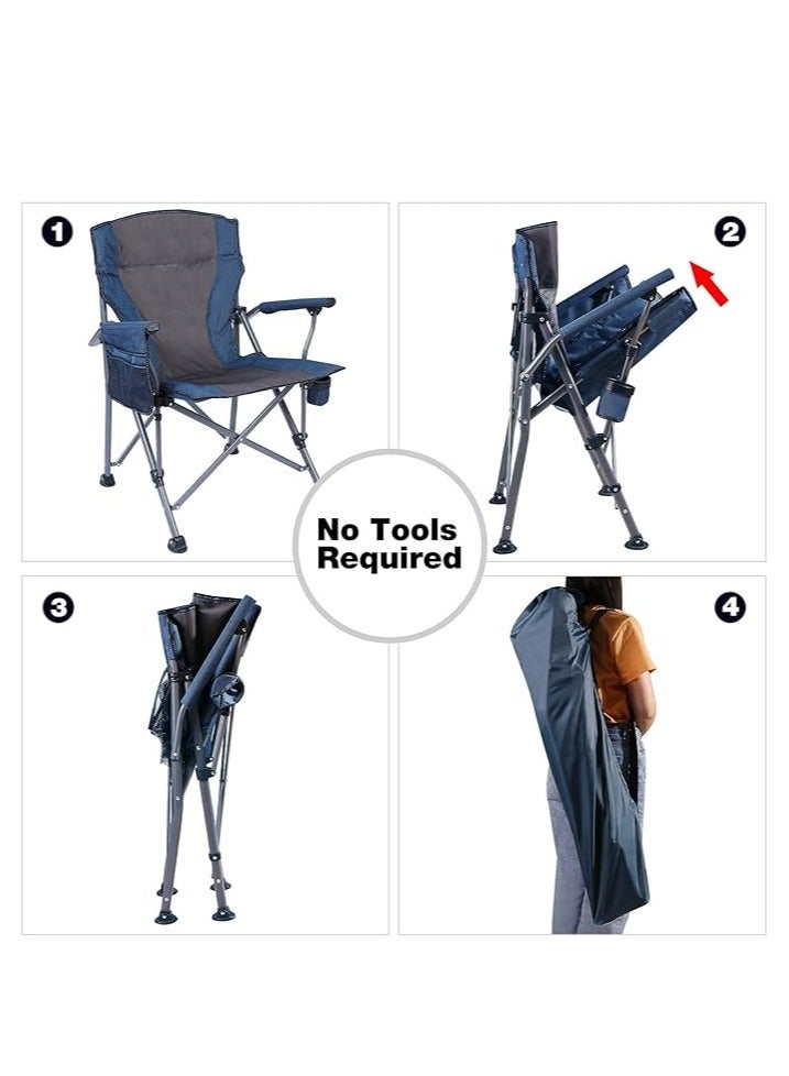 الغافة كرسي تخييم كبير الحجم قابل للطي , شديدة التحمل 500 باوند، كرسي للتخييم , للرحلات والنزهة , محمول باطارستيل قوي مع ظهر مرتفع واذرع صلبة، ازرق - Image 4