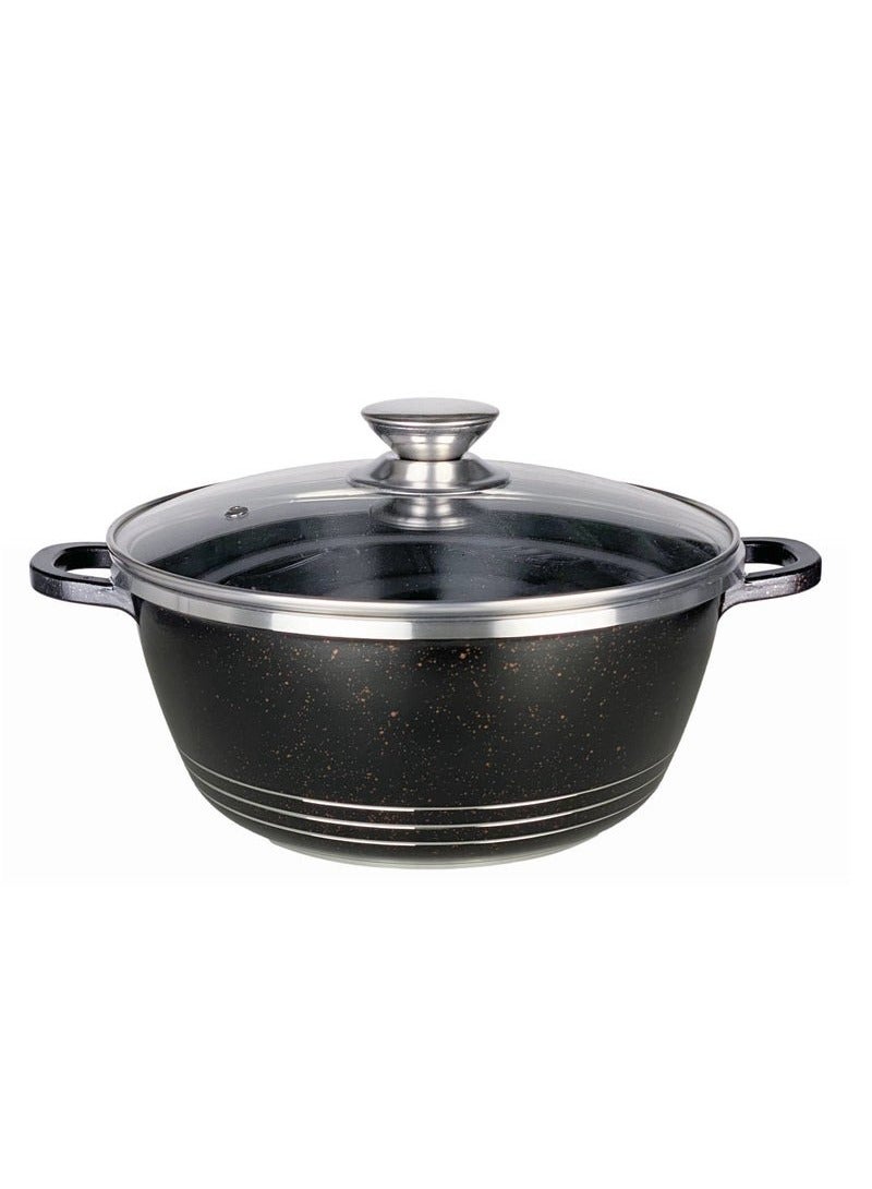 DESSINI 10-Piece Non-Stick Granite Coating Long-Lasting Durability Ergonomic Heat-Resistant Handles Cookware Set Includes 1 x Casserole (20), Casserole (24), Casserole (28), Casserole (32), Shallow Casserole (28)cm Black - Image 2