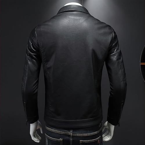 ZFBAOJT Mens Leather Jacket Motorcycle Black Biker Jackets Vintage Faux Leather Outwear Casual L - Image 2