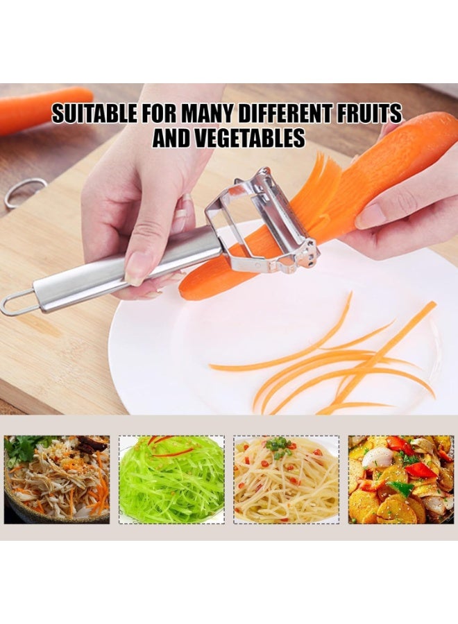 Potato Apple Vegetable Peeler, Multifunction Stainless Steel Julienne Peelers for Fruit Veggie Potatoes Carrot Cucumber, Julienne Cutter Slicer Shredder Scraper, Pro Kitchen Tool with Dual Blade  - Image 4