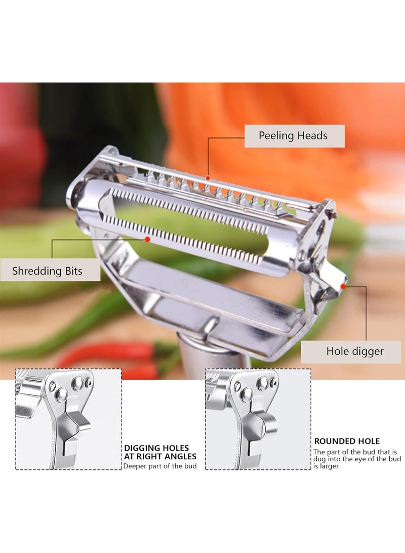Potato Apple Vegetable Peeler, Multifunction Stainless Steel Julienne Peelers for Fruit Veggie Potatoes Carrot Cucumber, Julienne Cutter Slicer Shredder Scraper, Pro Kitchen Tool with Dual Blade  - Image 3