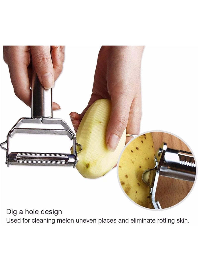 Potato Apple Vegetable Peeler, Multifunction Stainless Steel Julienne Peelers for Fruit Veggie Potatoes Carrot Cucumber, Julienne Cutter Slicer Shredder Scraper, Pro Kitchen Tool with Dual Blade  - Image 5