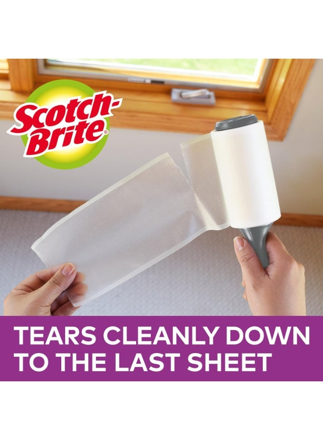 سكوتش برايت أسطوانة سكوتش برايت لإزالة الوبر شديدة الالتصاق بالحيوانات الأليفة، 48 ورقة، أسطوانة واحدة/عبوة | مثالية لتنظيف شعر الحيوانات من الملابس والأقمشة | فرشاة محمولة وقابلة لإعادة الاستخدام لإزالة الوبر من الملابس والأرائك والسجاد - Image 2