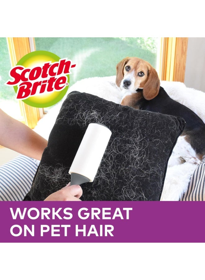 سكوتش برايت أسطوانة سكوتش برايت لإزالة الوبر شديدة الالتصاق بالحيوانات الأليفة، 48 ورقة، أسطوانة واحدة/عبوة | مثالية لتنظيف شعر الحيوانات من الملابس والأقمشة | فرشاة محمولة وقابلة لإعادة الاستخدام لإزالة الوبر من الملابس والأرائك والسجاد - Image 3