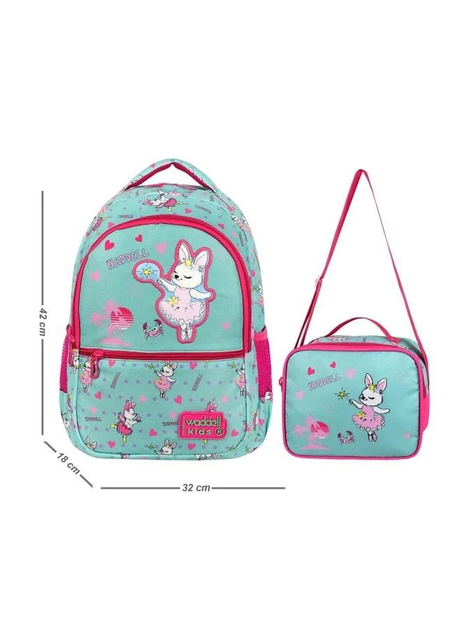 Magu Boys' Blue and Green Music-Themed Dinosaur School Backpack and Lunch Bag Set - Waddell Boys.