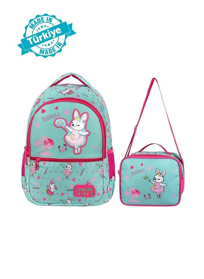 Magu Boys' Blue and Green Music-Themed Dinosaur School Backpack and Lunch Bag Set - Waddell Boys.
