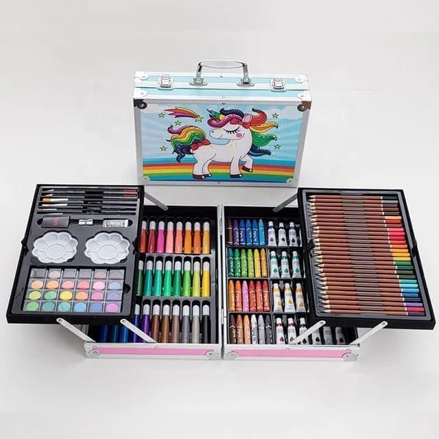 CALIST 145 pcs Oil Pastel Color Pencil Crayon Watercolor Pen Eraser sharkener Art Set Drawing kit,Craft Painting Set Great Birthday Gift 7 Metallic Color Pencils,Drawing Sketching - Image 2