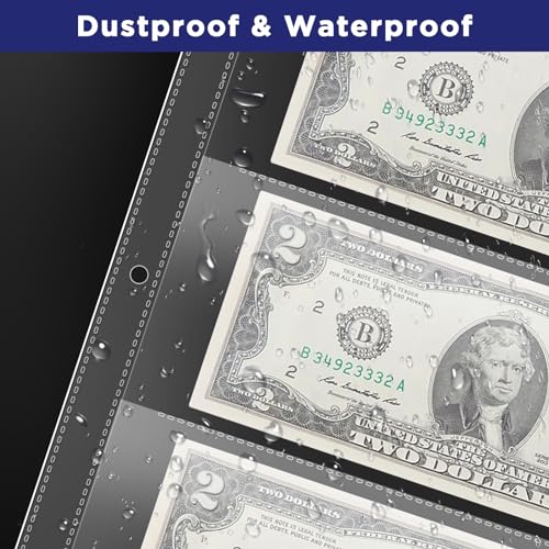 CollectHall 50 Pack Currency Sleeves, 3-Pocket Banknote Sleeves, 8.5 × 11 Sheet Protectors for Currency Holder, Banknotes Album - Image 4