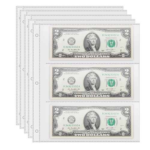 CollectHall 50 Pack Currency Sleeves, 3-Pocket Banknote Sleeves, 8.5 × 11 Sheet Protectors for Currency Holder, Banknotes Album - Image 1