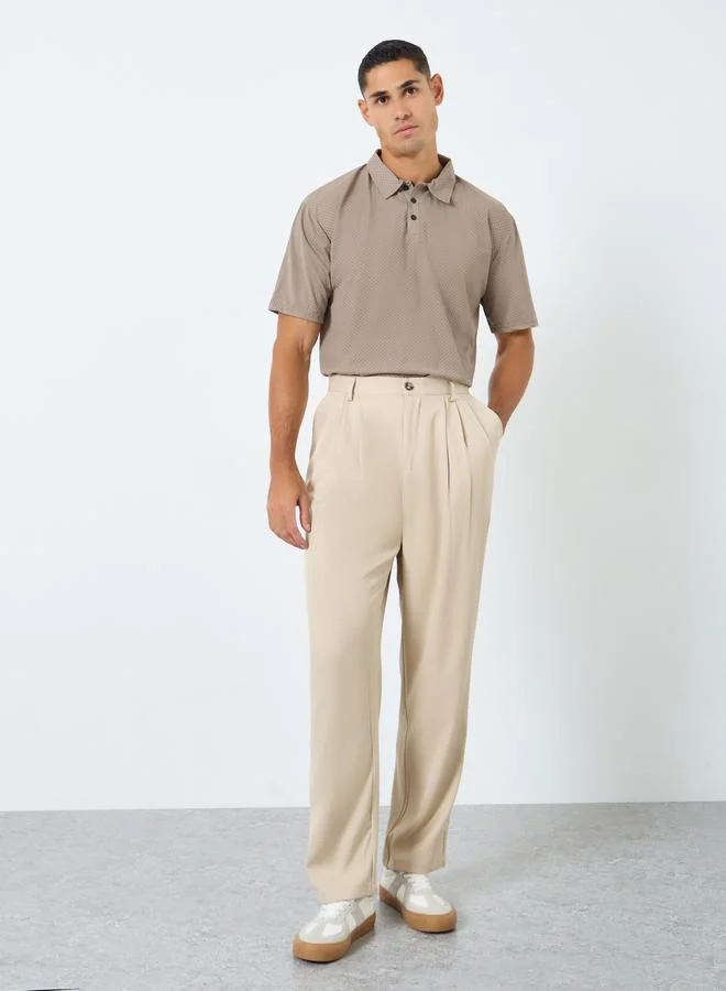 ستايلي Styli Men Cream Relaxed Fit Pleated Trousers