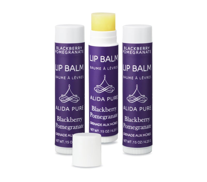 ALIDA PURE Blackberry Pomegranate Lip Balm Collection Vegan Set Beeswax Free with Avocado And Organic Jojoba Oil and Vitamin E Natural Moisturizer for Dry Chapped Lips 3 Tube Set